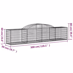 vidaXL Arched Gabion Basket Stone Basket Gabion Retaining Wall Galvanised Iron - 300 x 50 x 60/80 cm/ 4 pcs - Additional view 3