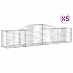 vidaXL Arched Gabion Basket Stone Basket Gabion Retaining Wall Galvanised Iron - 300 x 50 x 60/80 cm/ 5 pcs