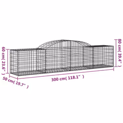 vidaXL Arched Gabion Basket Stone Basket Gabion Retaining Wall Galvanised Iron - 300 x 50 x 60/80 cm/ 7 pcs - Additional view 5