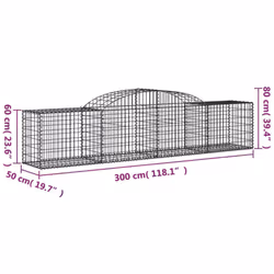 vidaXL Arched Gabion Basket Stone Basket Gabion Retaining Wall Galvanised Iron - 300 x 50 x 60/80 cm/ 8 pcs - Additional view 5