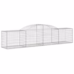 vidaXL Arched Gabion Basket Stone Basket Gabion Retaining Wall Galvanised Iron - 300 x 50 x 60/80 cm/ 9 pcs - Additional view 2