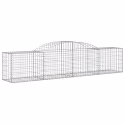 vidaXL Arched Gabion Basket Stone Basket Gabion Retaining Wall Galvanised Iron - 300 x 50 x 60/80 cm/ 10 pcs - Additional view 2