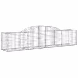 vidaXL Arched Gabion Basket Stone Basket Gabion Retaining Wall Galvanised Iron - 300 x 50 x 60/80 cm/17 pcs - Additional view 2