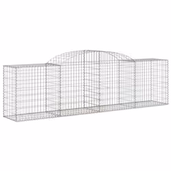 vidaXL Arched Gabion Basket Stone Basket Gabion Retaining Wall Galvanised Iron - 300 x 50 x 80/100 cm/ 2 pcs - Additional view 2