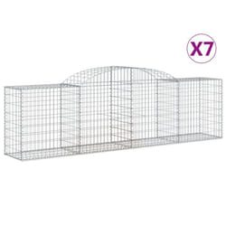 vidaXL Arched Gabion Basket Stone Basket Gabion Retaining Wall Galvanised Iron - 300 x 50 x 80/100 cm/ 7 pcs