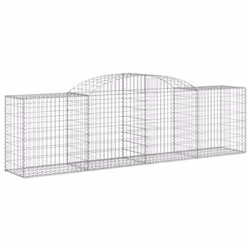 vidaXL Arched Gabion Basket Stone Basket Gabion Retaining Wall Galvanised Iron - 300 x 50 x 80/100 cm/ 12 pcs - Additional view 2