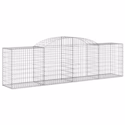 vidaXL Arched Gabion Basket Stone Basket Gabion Retaining Wall Galvanised Iron - 300 x 50 x 80/100 cm/ 13 pcs