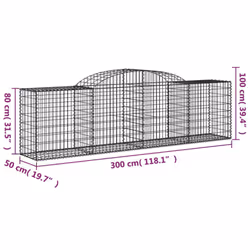 vidaXL Arched Gabion Basket Stone Basket Gabion Retaining Wall Galvanised Iron - 300 x 50 x 80/100 cm/20 pcs - Additional view 5