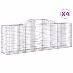vidaXL Arched Gabion Basket Stone Basket Gabion Retaining Wall Galvanised Iron - 300 x 50 x 100/120 cm/ 4 pcs