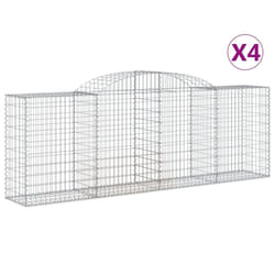 vidaXL Arched Gabion Basket Stone Basket Gabion Retaining Wall Galvanised Iron - 300 x 50 x 100/120 cm/ 4 pcs