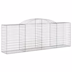 vidaXL Arched Gabion Basket Stone Basket Gabion Retaining Wall Galvanised Iron - 300 x 50 x 100/120 cm/ 4 pcs