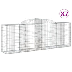 vidaXL Arched Gabion Basket Stone Basket Gabion Retaining Wall Galvanised Iron - 300 x 50 x 100/120 cm/ 7 pcs