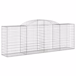 vidaXL Arched Gabion Basket Stone Basket Gabion Retaining Wall Galvanised Iron - 300 x 50 x 100/120 cm/ 7 pcs