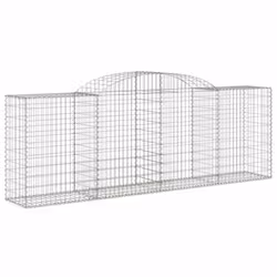 vidaXL Arched Gabion Basket Stone Basket Gabion Retaining Wall Galvanised Iron - 300 x 50 x 100/120 cm/ 9 pcs - Additional view 2