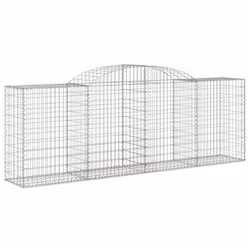 vidaXL Arched Gabion Basket Stone Basket Gabion Retaining Wall Galvanised Iron - 300 x 50 x 100/120 cm/25 pcs - Additional view 2