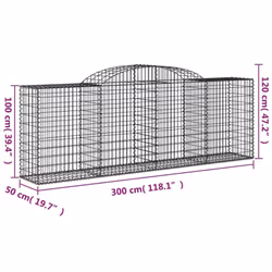 vidaXL Arched Gabion Basket Stone Basket Gabion Retaining Wall Galvanised Iron - 300 x 50 x 100/120 cm/30 pcs - Additional view 5