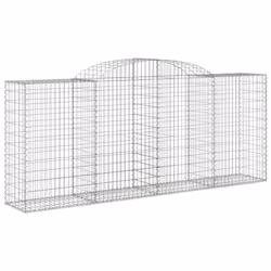 vidaXL Arched Gabion Basket Stone Basket Gabion Retaining Wall Galvanised Iron - 300 x 50 x 120/140 cm/ 11 pcs - Additional view 2