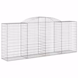 vidaXL Arched Gabion Basket Stone Basket Gabion Retaining Wall Galvanised Iron - 300 x 50 x 120/140 cm/ 12 pcs - Additional view 2
