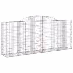 vidaXL Arched Gabion Basket Stone Basket Gabion Retaining Wall Galvanised Iron - 300 x 50 x 120/140 cm/ 15 pcs - Additional view 2