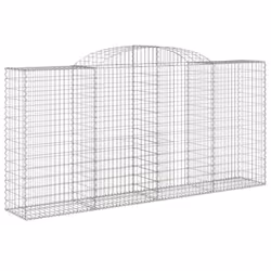 vidaXL Arched Gabion Basket Stone Basket Gabion Retaining Wall Galvanised Iron - 300 x 50 x 140/160 cm/ 2 pcs - Additional view 2