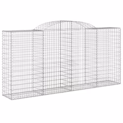 vidaXL Arched Gabion Basket Stone Basket Gabion Retaining Wall Galvanised Iron - 300 x 50 x 140/160 cm/ 20 pcs - Additional view 2