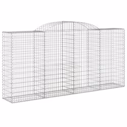 vidaXL Arched Gabion Basket Stone Basket Gabion Retaining Wall Galvanised Iron - 300 x 50 x 140/160 cm/ 25 pcs
