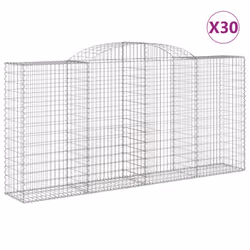 vidaXL Arched Gabion Basket Stone Basket Gabion Retaining Wall Galvanised Iron - 300 x 50 x 140/160 cm/ 30 pcs