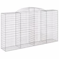 vidaXL Arched Gabion Basket Stone Basket Gabion Retaining Wall Galvanised Iron - 300 x 50 x 160/180 cm/ 15 pcs - Additional view 2