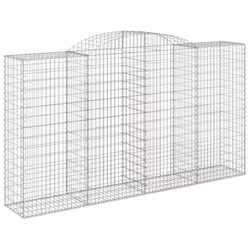 vidaXL Arched Gabion Basket Stone Basket Gabion Retaining Wall Galvanised Iron - 300 x 50 x 160/180 cm/ 17 pcs