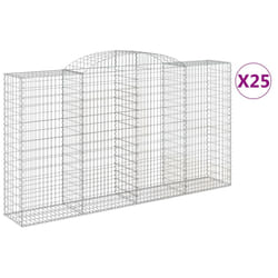 vidaXL Arched Gabion Basket Stone Basket Gabion Retaining Wall Galvanised Iron - 300 x 50 x 160/180 cm/ 25 pcs