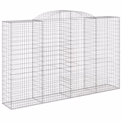 vidaXL Arched Gabion Basket Stone Basket Gabion Retaining Wall Galvanised Iron - 300 x 50 x 180/200 cm/ 2 pcs - Additional view 2