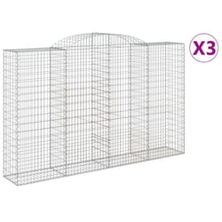 vidaXL Arched Gabion Basket Stone Basket Gabion Retaining Wall Galvanised Iron - 300 x 50 x 180/200 cm/ 3 pcs