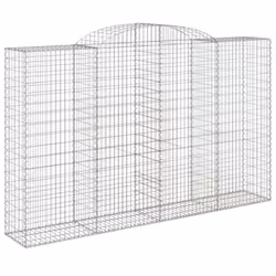 vidaXL Arched Gabion Basket Stone Basket Gabion Retaining Wall Galvanised Iron - 300 x 50 x 180/200 cm/ 3 pcs - Additional view 2
