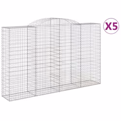 vidaXL Arched Gabion Basket Stone Basket Gabion Retaining Wall Galvanised Iron - 300 x 50 x 180/200 cm/5 pcs