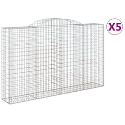 vidaXL Arched Gabion Basket Stone Basket Gabion Retaining Wall Galvanised Iron - 300 x 50 x 180/200 cm/5 pcs