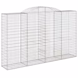 vidaXL Arched Gabion Basket Stone Basket Gabion Retaining Wall Galvanised Iron - 300 x 50 x 180/200 cm/10 pcs - Additional view 2