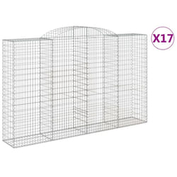 vidaXL Arched Gabion Basket Stone Basket Gabion Retaining Wall Galvanised Iron - 300 x 50 x 180/200 cm/ 17 pcs