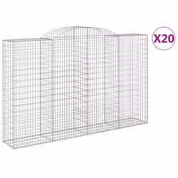 vidaXL Arched Gabion Basket Stone Basket Gabion Retaining Wall Galvanised Iron - 300 x 50 x 180/200 cm/ 20 pcs
