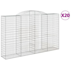 vidaXL Arched Gabion Basket Stone Basket Gabion Retaining Wall Galvanised Iron - 300 x 50 x 180/200 cm/ 20 pcs