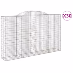 vidaXL Arched Gabion Basket Stone Basket Gabion Retaining Wall Galvanised Iron - 300 x 50 x 180/200 cm/ 30 pcs