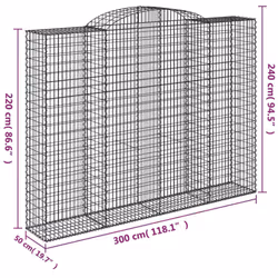 vidaXL Arched Gabion Basket Stone Basket Gabion Retaining Wall Galvanised Iron - 300 x 50 x 220/240 cm/ 6 pcs - Additional view 5