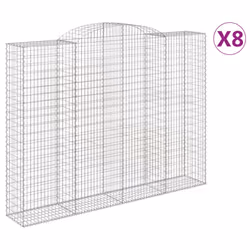 vidaXL Arched Gabion Basket Stone Basket Gabion Retaining Wall Galvanised Iron - 300 x 50 x 220/240 cm/ 8 pcs