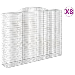 vidaXL Arched Gabion Basket Stone Basket Gabion Retaining Wall Galvanised Iron - 300 x 50 x 220/240 cm/ 8 pcs