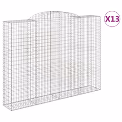 vidaXL Arched Gabion Basket Stone Basket Gabion Retaining Wall Galvanised Iron - 300 x 50 x 220/240 cm/ 13 pcs