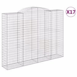 vidaXL Arched Gabion Basket Stone Basket Gabion Retaining Wall Galvanised Iron - 300 x 50 x 220/240 cm/ 17 pcs