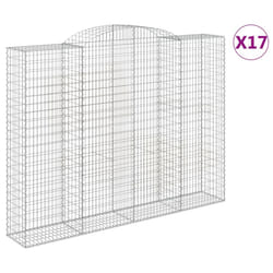 vidaXL Arched Gabion Basket Stone Basket Gabion Retaining Wall Galvanised Iron - 300 x 50 x 220/240 cm/ 17 pcs