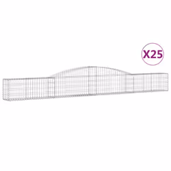 vidaXL Arched Gabion Basket Stone Basket Gabion Retaining Wall Galvanised Iron - 400 x 30 x 40/60 cm/ 25 pcs
