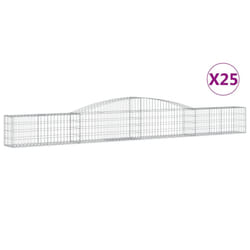 vidaXL Arched Gabion Basket Stone Basket Gabion Retaining Wall Galvanised Iron - 400 x 30 x 40/60 cm/ 25 pcs