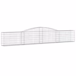 vidaXL Arched Gabion Basket Stone Basket Gabion Retaining Wall Galvanised Iron - 400 x 30 x 60/80 cm/ 4 pcs - Additional view 2
