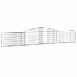 vidaXL Arched Gabion Basket Stone Basket Gabion Retaining Wall Galvanised Iron - 400 x 30 x 60/80 cm/ 10 pcs - Additional view 2